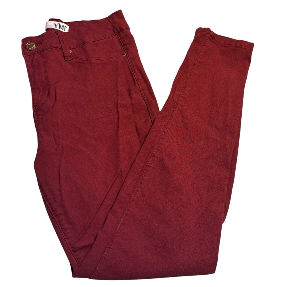 YMI Jeans Medium Burgundy Skinny High Rise Rayon Nylon Spandex Stretch 5-Pocket - Picture 1 of 14